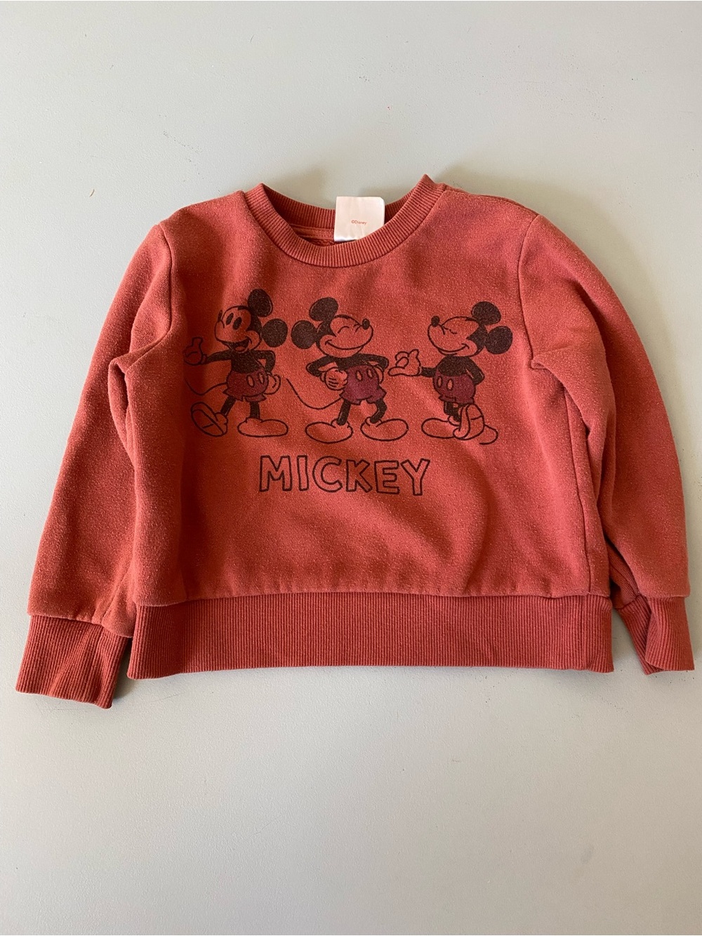 Disney 2t Dusty Red Mickey Mouse Graphic Crewneck Sweatshirt